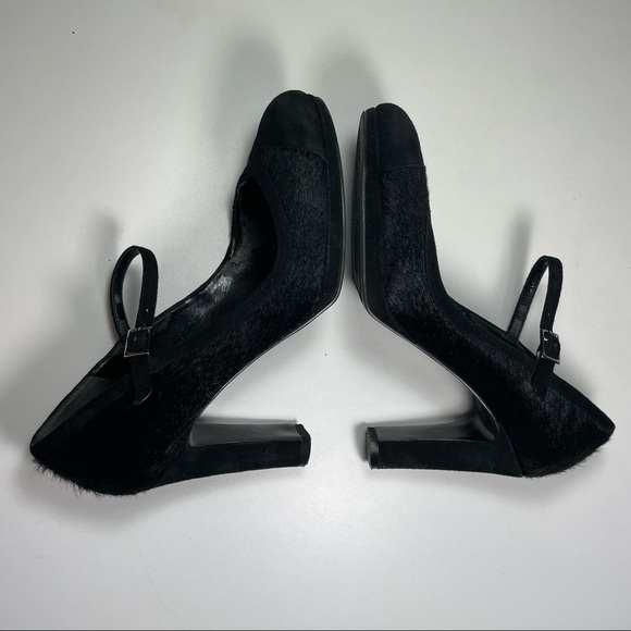 Lauren Ralph Lauren black cowhide black suede Mary Janes pumps Size 6 - Picture 4 of 10